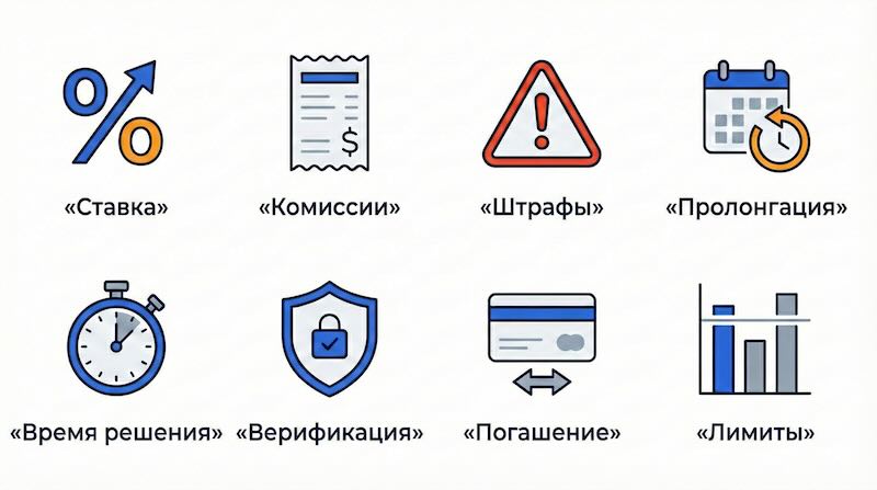 На что смотреть при выборе кредита на карту: ставка, комиссии, сроки и условия